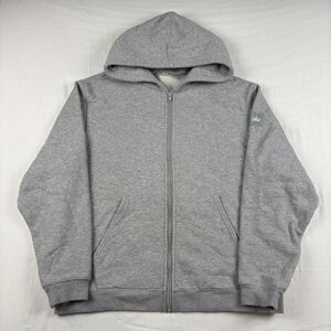 ALO YOGA Men's Light Gray Renown Heavy Weight Full Zip Hooded Sweatshirt Size L